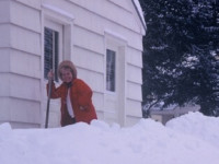 Work hard even in the cold! Mrs. Abbott in the snow